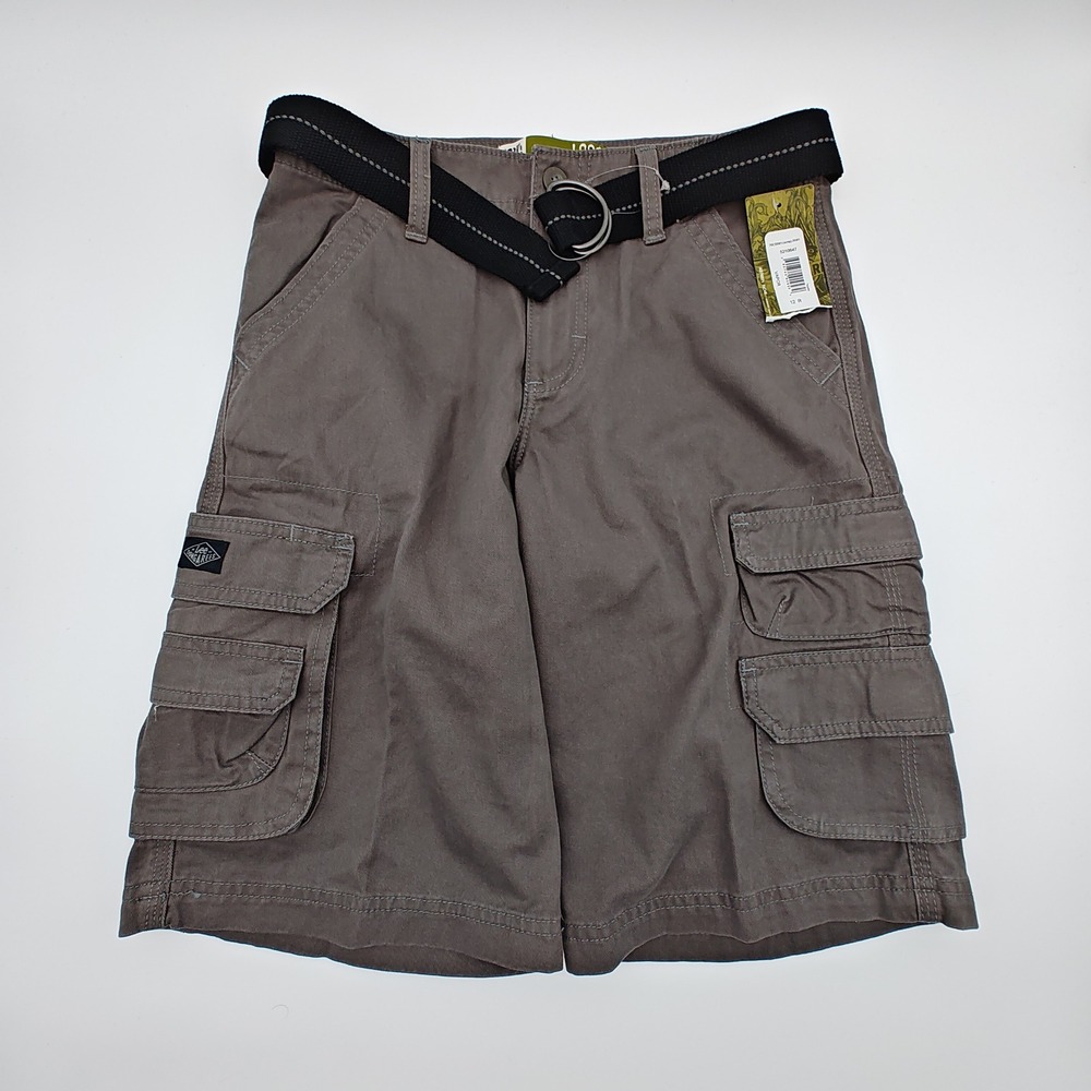 Lot 2 Lee Dungarees Youth Cargo Shorts Size 12 Regular w Belts Khaki‎ Gray - Picture 3 of 13